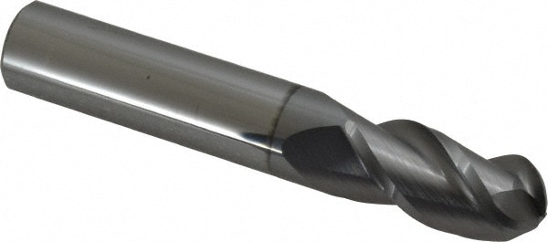 Accupro 12179176 Ball End Mill: 0.5" Dia, 1" LOC, 3 Flute, Solid Carbide 