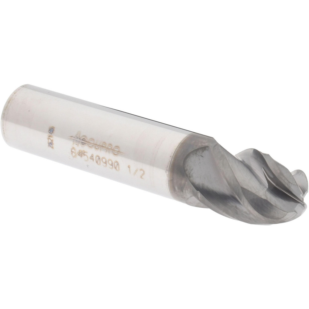 12179271 Ball End Mill: 0.5" Dia, 0.625" LOC, 4 Flute, Solid Carbide  