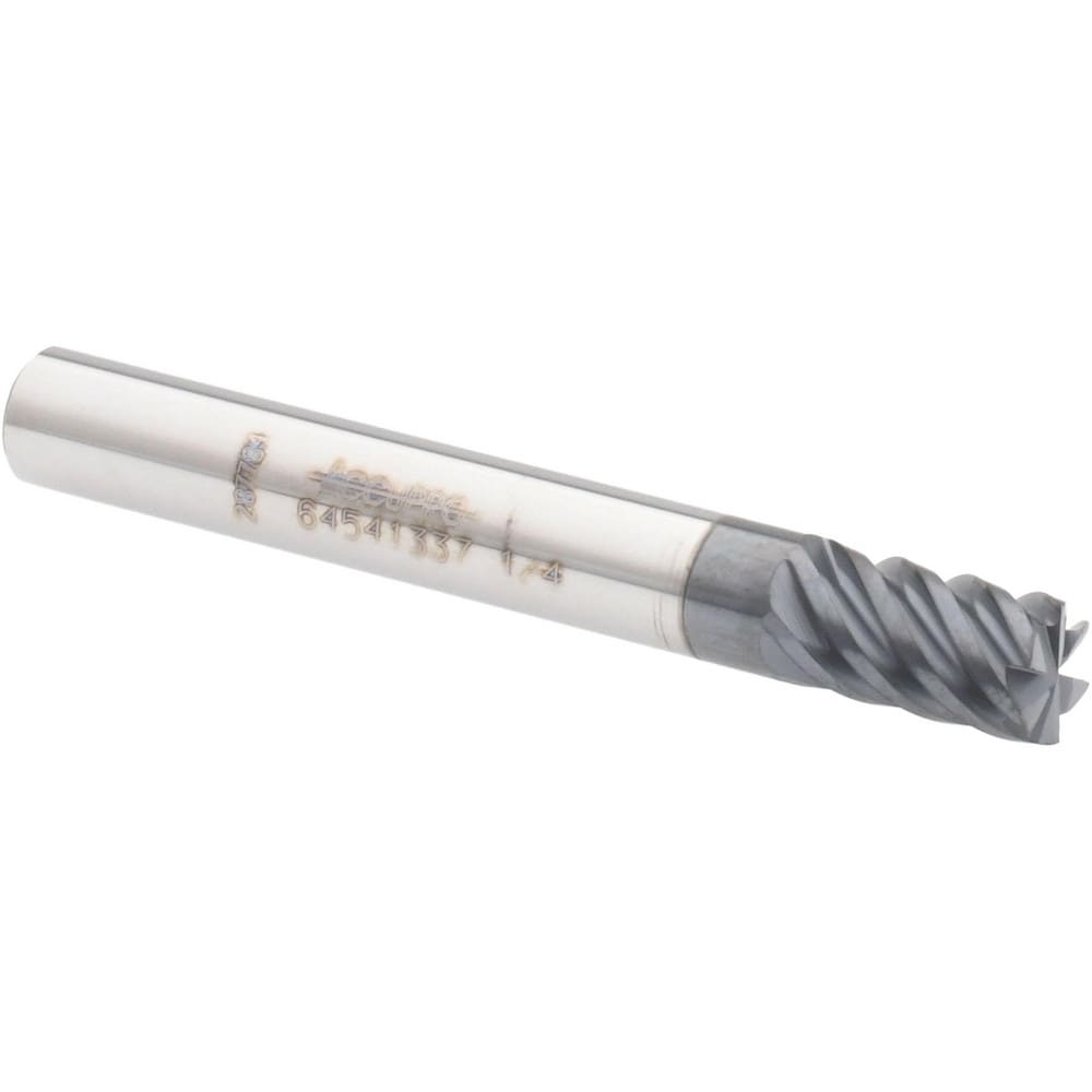 Accupro 12177408 Square End Mill: 1/4 Dia, 3/8 LOC, 1/4 Shank Dia, 2 OAL, 6 Flutes, Solid Carbide 