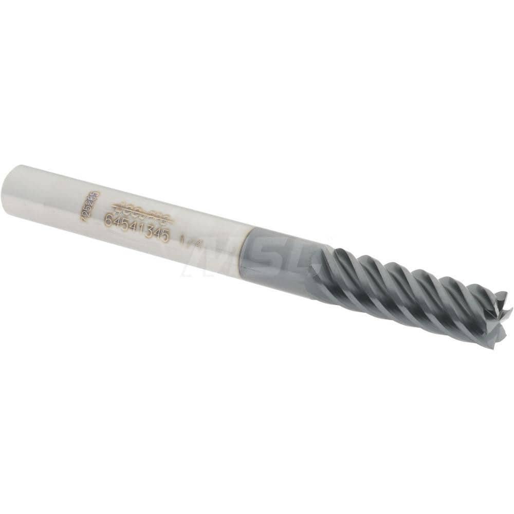 Accupro 12177406 Square End Mill: 1/4 Dia, 3/4 LOC, 1/4 Shank Dia, 2-1/2 OAL, 6 Flutes, Solid Carbide 