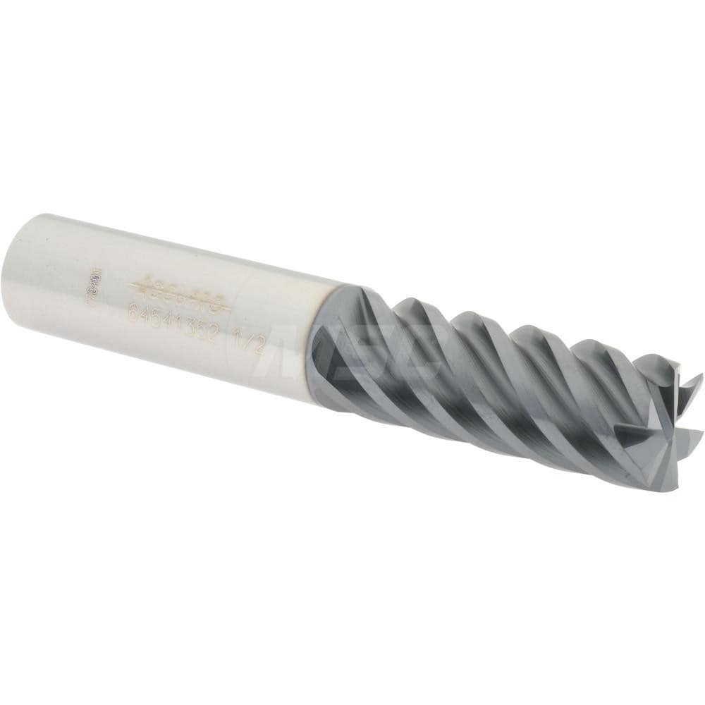 Accupro 12177420 Square End Mill: 1/2 Dia, 1-1/4 LOC, 1/2 Shank Dia, 3 OAL, 6 Flutes, Solid Carbide 