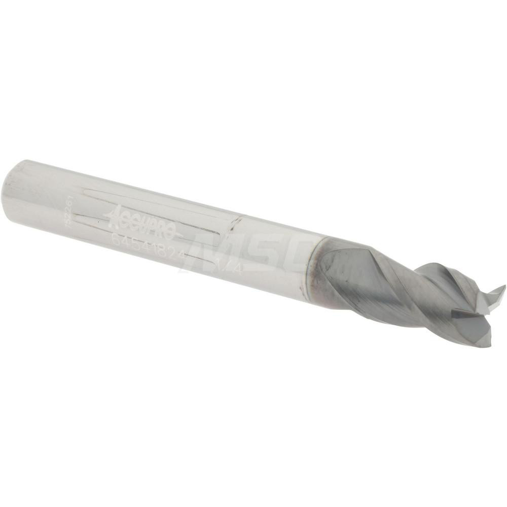 12178911 Square End Mill: 1/4 Dia, 3/8 LOC, 1/4 Shank Dia, 2 OAL, 3 Flutes, Solid Carbide  