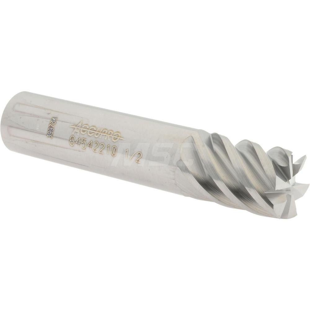 12177421 Square End Mill: 1/2 Dia, 5/8 LOC, 1/2 Shank Dia, 2-1/2 OAL, 6 Flutes, Solid Carbide  