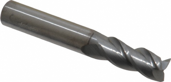 12178889 Square End Mill: 3/8 Dia, 7/8 LOC, 3/8 Shank Dia, 2-1/2 OAL, 3 Flutes, Solid Carbide  