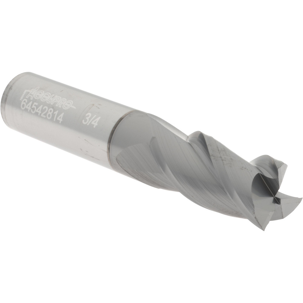 Accupro 12178899 Square End Mill: 3/4 Dia, 1-1/2 LOC, 3/4 Shank Dia, 4 OAL, 3 Flutes, Solid Carbide Image