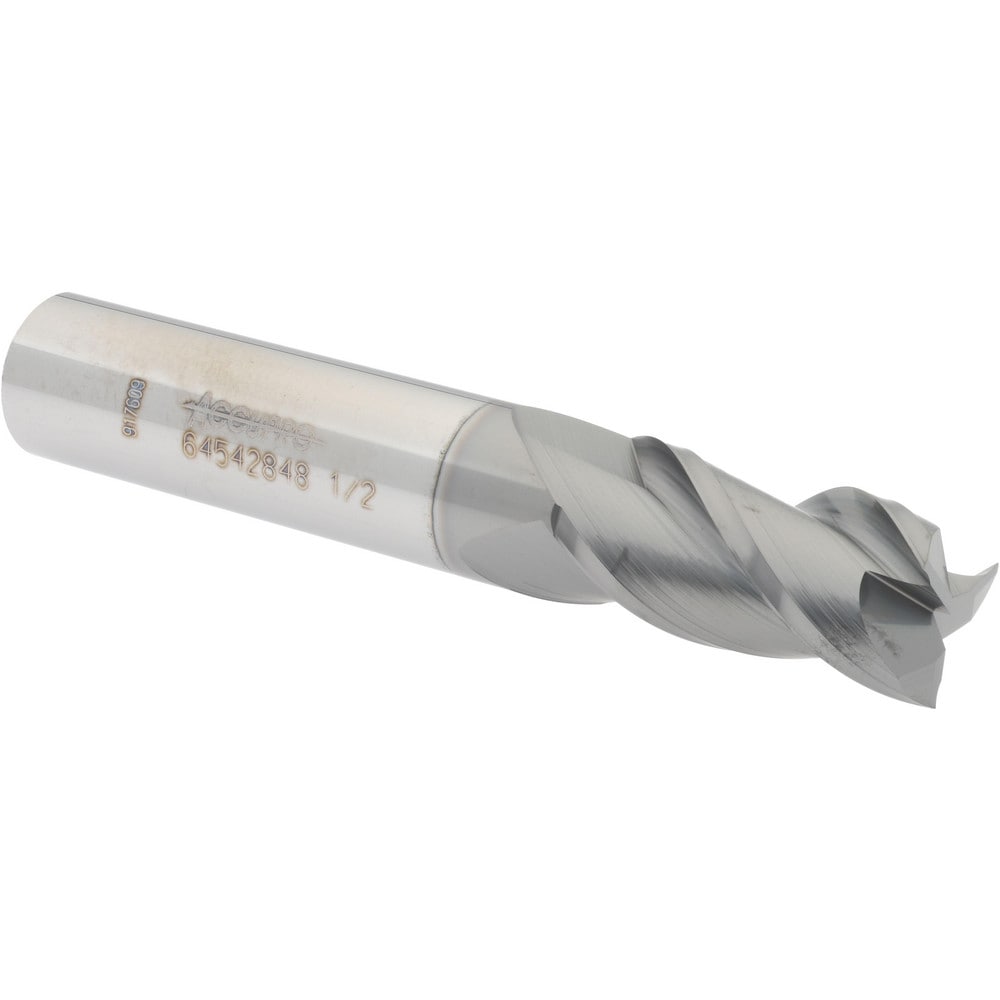 Accupro 12178896 Square End Mill: 1/2 Dia, 1 LOC, 1/2 Shank Dia, 3 OAL, 3 Flutes, Solid Carbide 