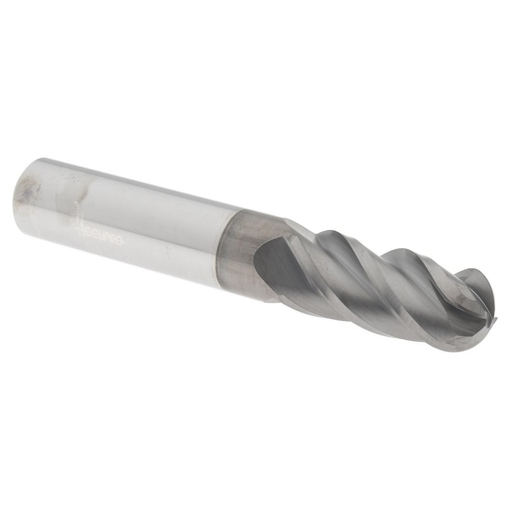 Ball End Mill: 0.4375" Dia, 1" LOC, 4 Flute, Solid Carbide