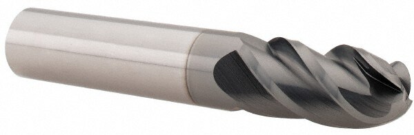 Accupro 12179240 Ball End Mill: 0.5" Dia, 1" LOC, 4 Flute, Solid Carbide 