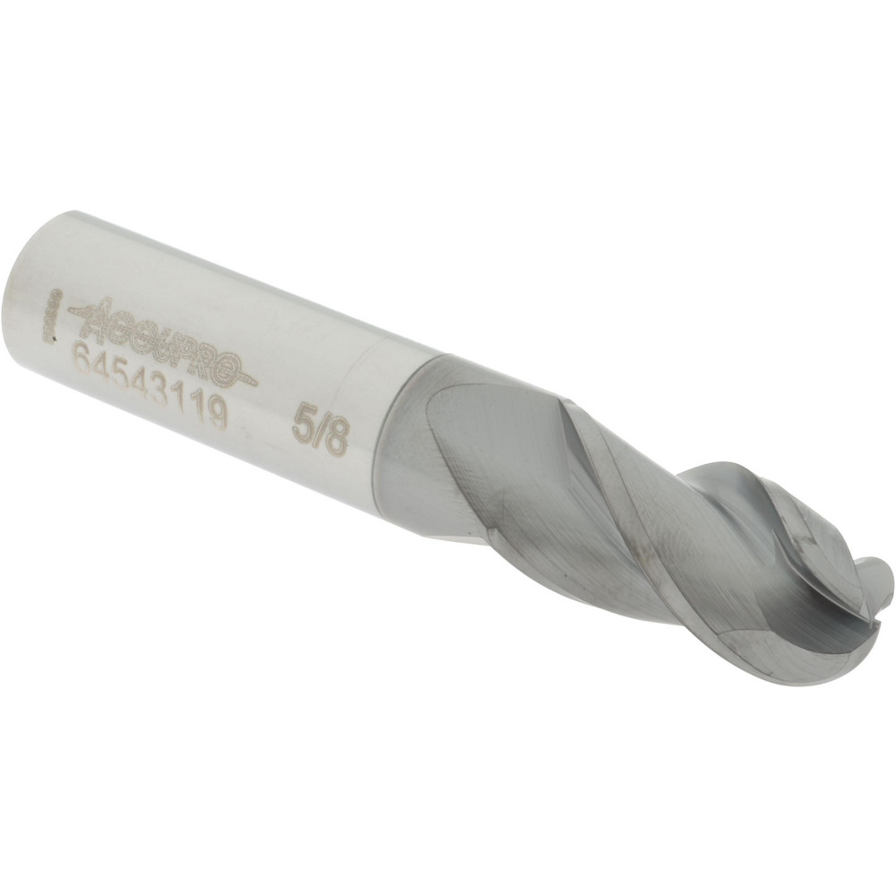 Accupro 12179178 Ball End Mill: 0.625" Dia, 1.25" LOC, 3 Flute, Solid Carbide Image