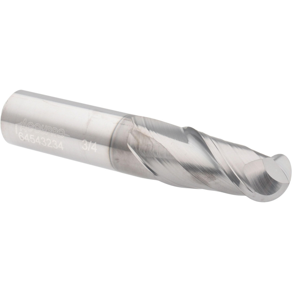 Accupro 12179109 Ball End Mill: 0.75" Dia, 1.5" LOC, 2 Flute, Solid Carbide Image