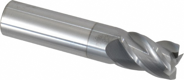 12179023 Square End Mill: 5/8 Dia, 7/8 LOC, 5/8 Shank Dia, 3 OAL, 4 Flutes, Solid Carbide  