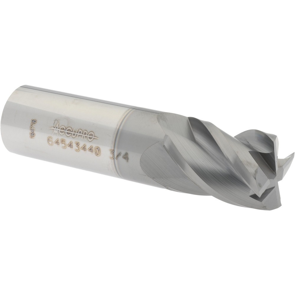 Accupro 12179025 Square End Mill: 3/4 Dia, 1 LOC, 3/4 Shank Dia, 3 OAL, 4 Flutes, Solid Carbide Image