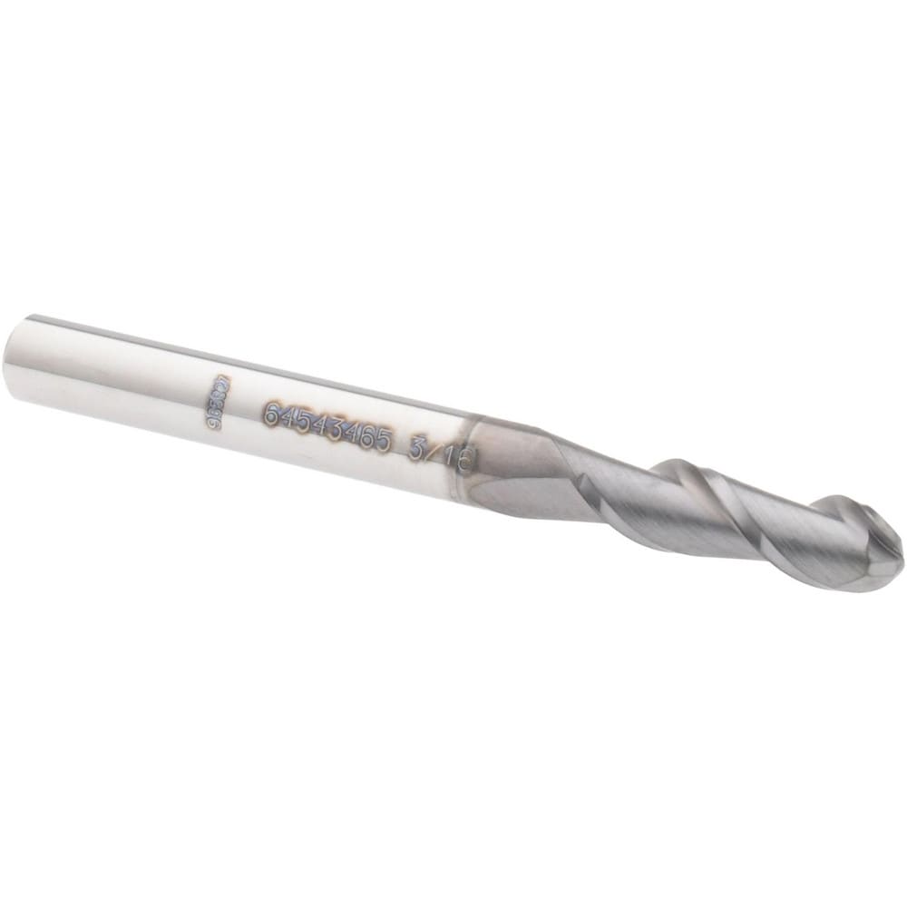 Accupro 12179093 Ball End Mill: 0.1875" Dia, 0.625" LOC, 2 Flute, Solid Carbide Image