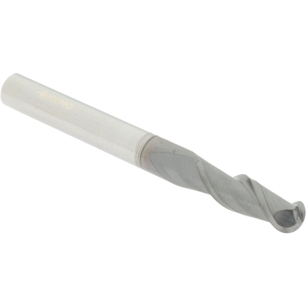 Accupro 12179097 Ball End Mill: 0.25" Dia, 0.75" LOC, 2 Flute, Solid Carbide 