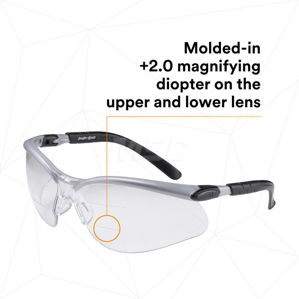 3M Magnifying Safety Glasses BX, +2 Lens, Clear Lenses, AntiFog