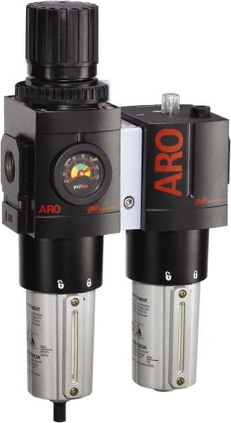 ARO/Ingersoll-Rand C38461-610 FRL Combination Unit: 1 NPT, Heavy-Duty, 2 Pc Filter/Regulator-Lubricator with Pressure Gauge 
