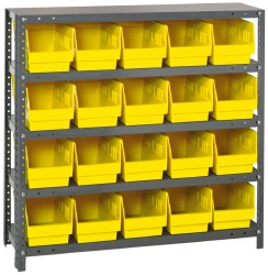 20 Bin Store-More Shelf Bin System - 36 Inch Overall Width x 18 Inch Overall Depth x 39 Inch Overall Height, Yellow Polypropylene Bins