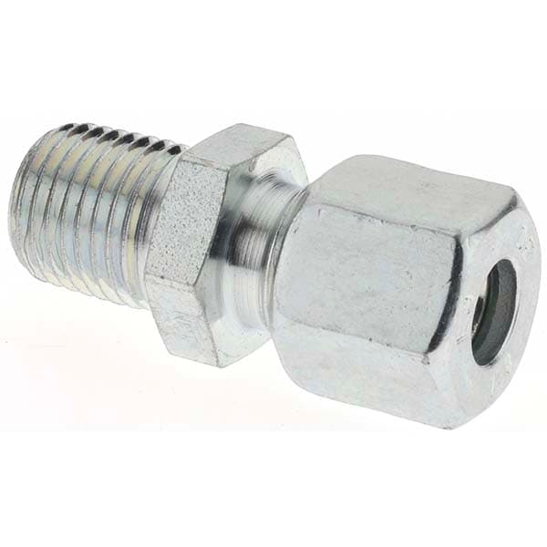 Flareless Bite-Type Tube Male Connector: 1/4" NPT, 8 mm Tube OD