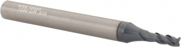 SGS 33345 Corner Radius End Mill: 1/8" Dia, 3/8" LOC, 0.015" Radius, 3 Flutes, Solid Carbide Image