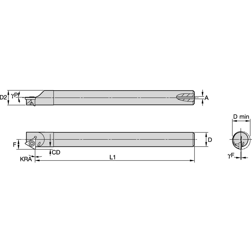 Widia - Indexable Boring Bar: QSRI500660R, 0.6450