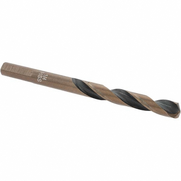 Mechanics Drill Bit: 1/4" Dia, 135 ° Point, High Speed Steel, Weldon Shank, Split Point