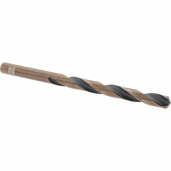 Mechanics Drill Bit: 13/64" Dia, 135 ° Point, High Speed Steel, Straight-Cylindrical Shank, Split Point