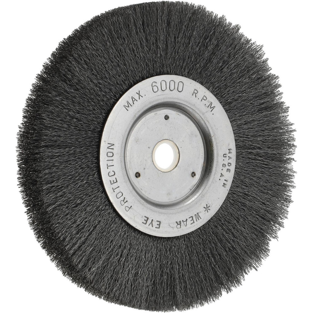 Weiler Wheel Brush: 6" Wheel Dia, 3/4" Face Width, 0.0060" Wire Dia, Crimped - 1/2 & 5/8" Hole, Carbon Steel, 6000 RPM | Part #93285