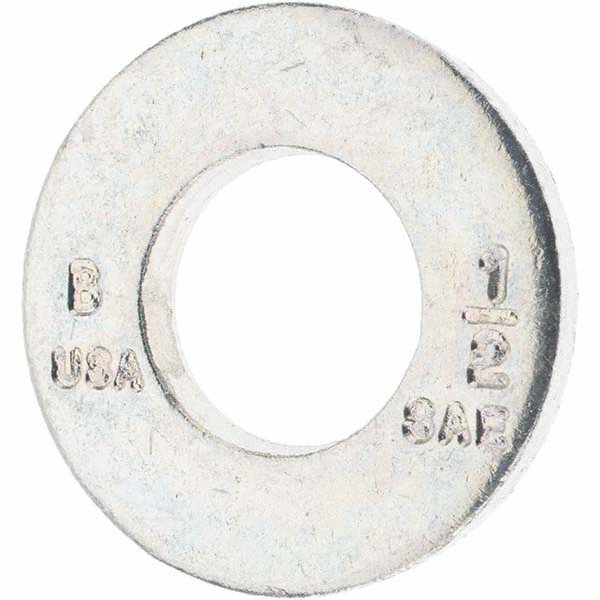 Bowmalloy 1/2" Screw SAE & USS Flat Washer: Grade 9 Carbon Steel, Clear Zinc Chromate - 17/32" ID, 3/32" Thick | 50-Pack | 50-Pack | Part #KP80416