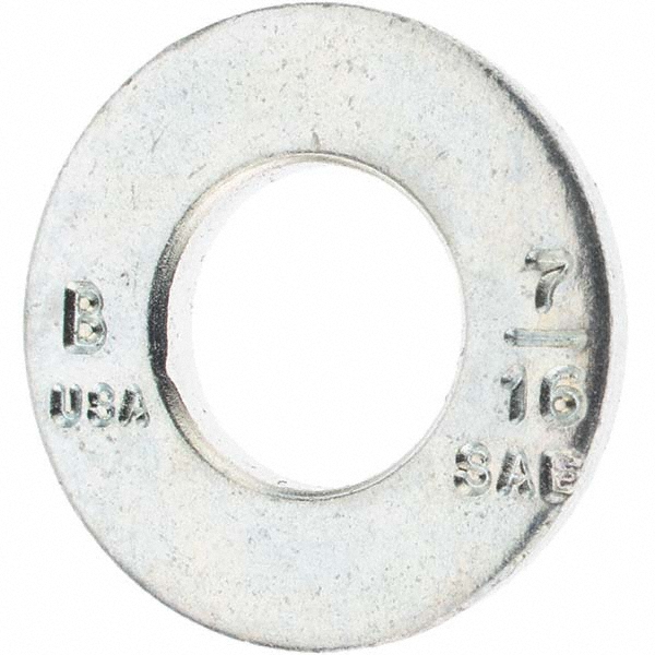Bowmalloy 7/16" Screw SAE & USS Flat Washer: Grade 9 Carbon Steel, Clear Zinc Chromate - 15/32" ID, 3/32" Thick | 50-Pack | 50-Pack | Part #KP80415