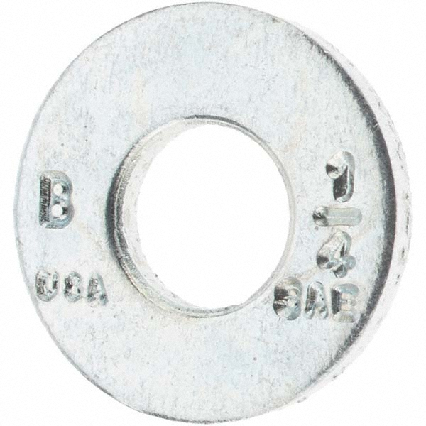 Bowmalloy 1/4" Screw SAE & USS Flat Washer: Grade 9 Carbon Steel, Clear Zinc Chromate - 9/32" ID, 5/8" OD, 5/64" Thick | 100-Pack | 100-Pack