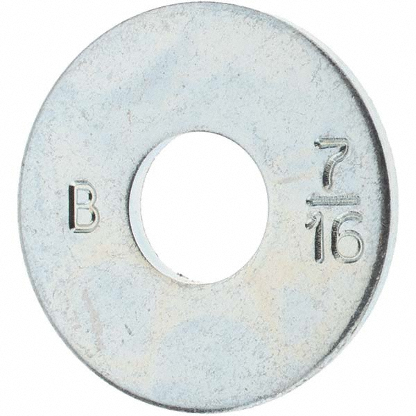 Bowmalloy 7/16" Screw USS Flat Washer: Grade 9 Carbon Steel, Clear Zinc Chromate - 15/32" ID, 1-1/4" OD, 3/32" Thick | 50-Pack | 50-Pack
