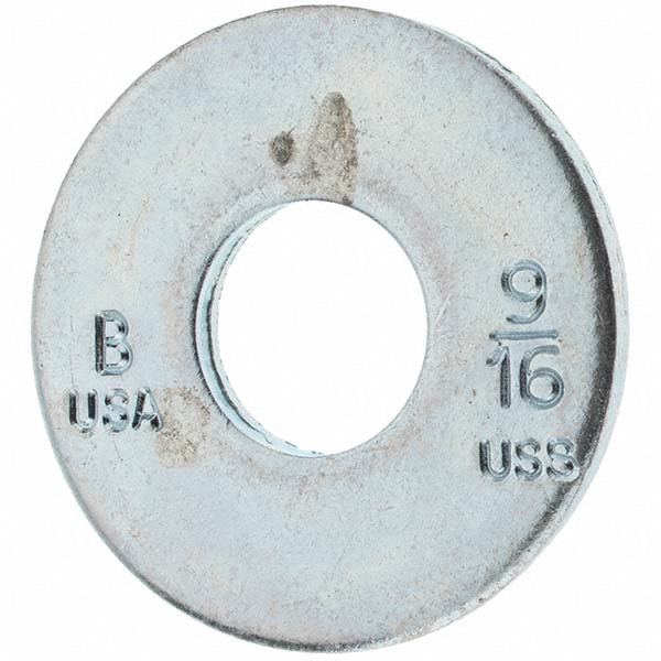 Bowmalloy 9/16" Screw USS Flat Washer: Grade 9 Carbon Steel, Clear Zinc Chromate - 19/32" ID, 1-1/2" OD, 1/8" Thick | 50-Pack | 50-Pack