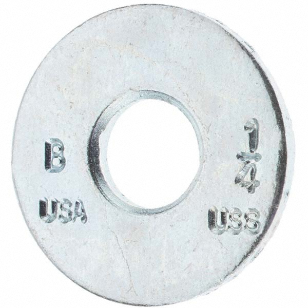 Bowmalloy 1/4" Screw USS Flat Washer: Grade 9 Carbon Steel, Clear Zinc Chromate - 9/32" ID, 3/4" OD, 5/64" Thick | 100-Pack | 100-Pack