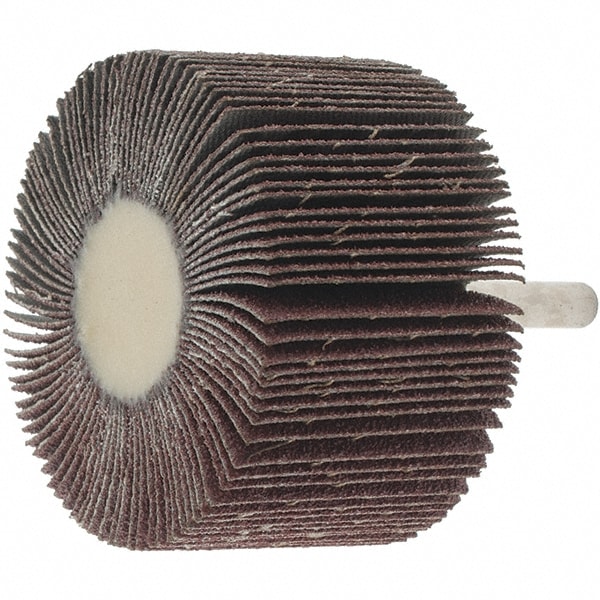 Mounted Flap Wheel: 2-1/2" Dia, 1-1/2" Face Width, 60 Grit, Aluminum Oxide