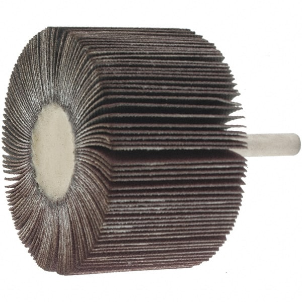 Mounted Flap Wheel: 2-1/2" Dia, 1-1/2" Face Width, 120 Grit, Aluminum Oxide