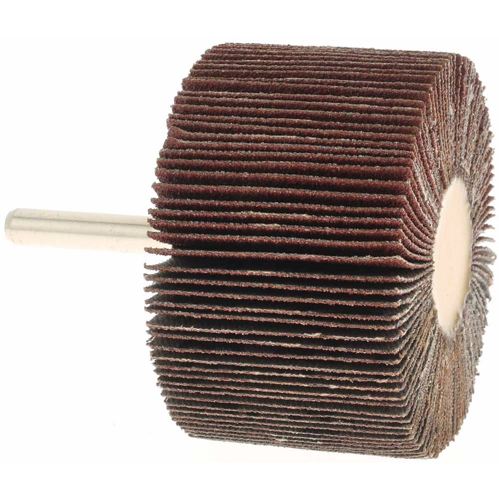 Mounted Flap Wheel: 2-1/2" Dia, 1-1/2" Face Width, 80 Grit, Aluminum Oxide