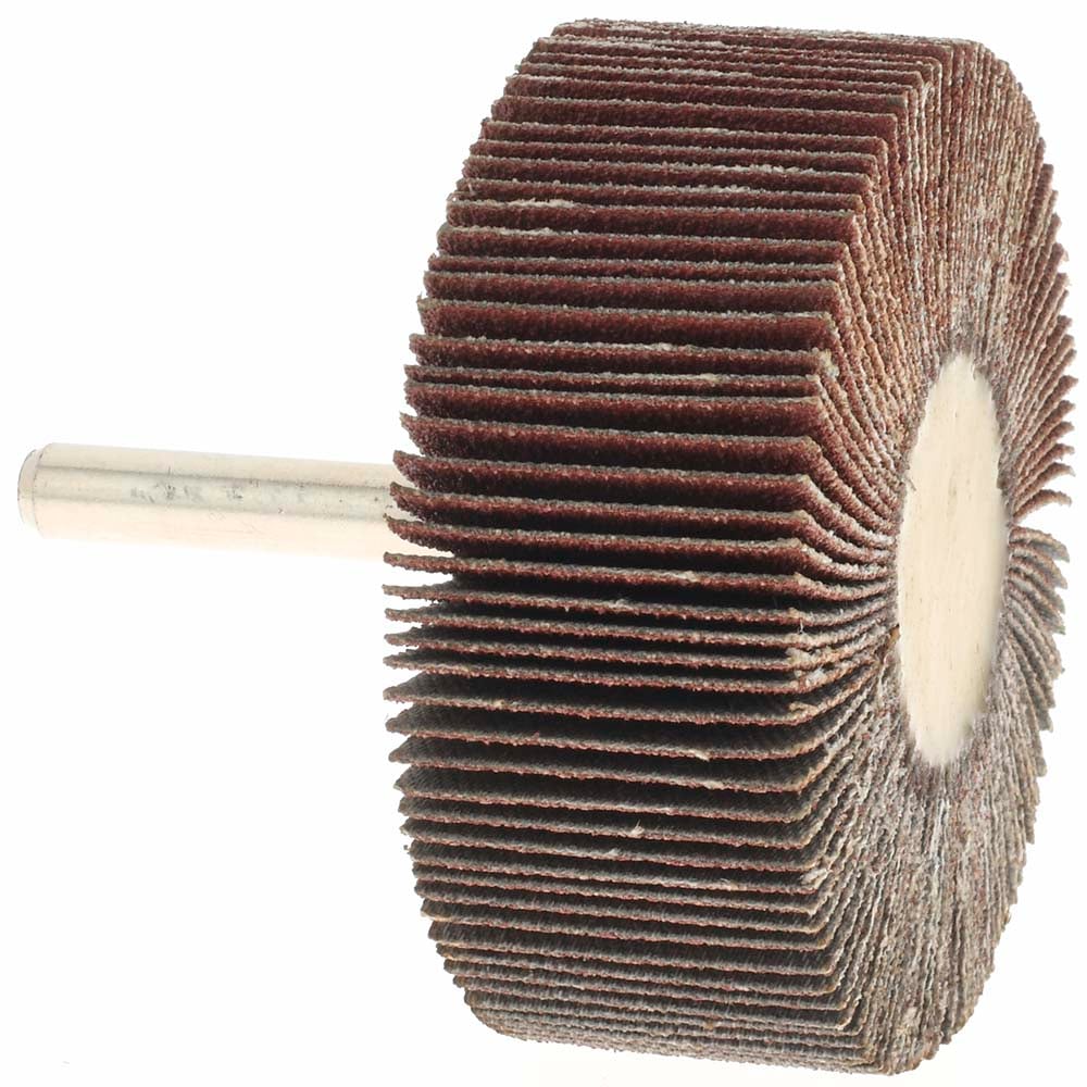 Mounted Flap Wheel: 2-1/2" Dia, 1" Face Width, 80 Grit, Aluminum Oxide
