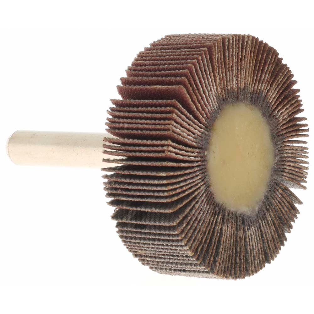 Mounted Flap Wheel: 1-1/2" Dia, 1/2" Face Width, 180 Grit, Aluminum Oxide