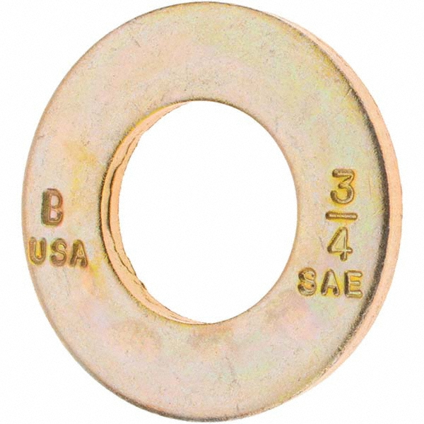 Bowmalloy 3/4" Screw SAE Flat Washer: Grade 9 Carbon Steel, Yellow Zinc Chromate - 13/32" ID, 9/64" Thick | 100-Pack | 100-Pack | Part #500220