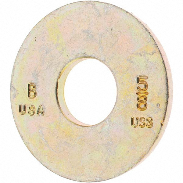 Bowmalloy 5/8" Screw USS Flat Washer: Grade 9 Carbon Steel, Yellow Zinc Chromate - 21/32" ID, 1-3/4" OD, 9/64" Thick | 100-Pack | 100-Pack