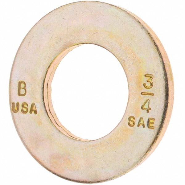 Bowmalloy 3/4" Screw SAE Flat Washer: Grade 9 Carbon Steel, Yellow Zinc Chromate - 25/32" ID, 9/64" Thick | 50-Pack | 50-Pack | Part #500120
