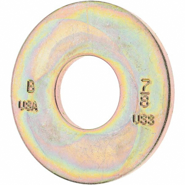 Bowmalloy 7/8" Screw USS Flat Washer: Grade 9 Carbon Steel, Yellow Zinc Chromate - 29/32" ID, 2-1/4" OD, 9/64" Thick | 25-Pack | 25-Pack