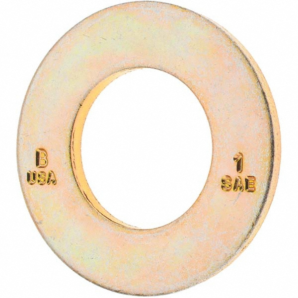 Bowmalloy 1" Screw SAE Flat Washer: Grade 9 Carbon Steel, Yellow Zinc Chromate - 1-3/32" ID, 2" OD, 9/64" Thick | 25-Pack | 25-Pack | Part #500122