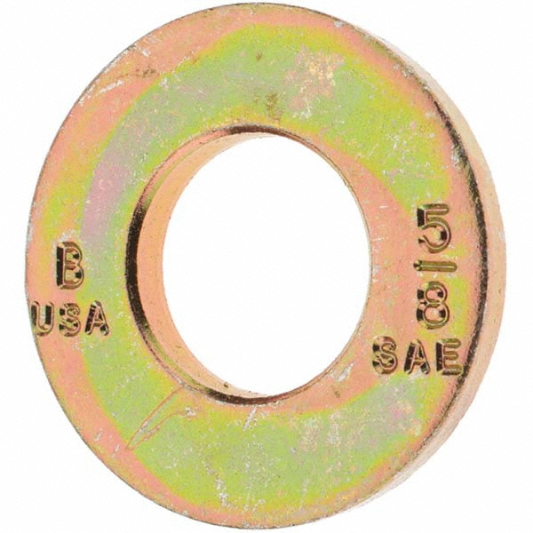 Bowmalloy 5/8" Screw SAE Flat Washer: Grade 9 Carbon Steel, Yellow Zinc Chromate - 21/32" ID, 9/64" Thick | 50-Pack | 50-Pack | Part #500119