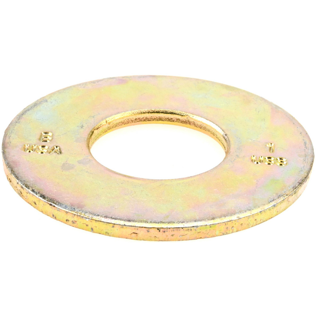 Bowmalloy 1" Screw USS Flat Washer: Grade 9 Carbon Steel, Yellow Zinc Chromate - 1-3/32" ID, 2-1/2" OD, 9/64" Thick | 25-Pack | 25-Pack