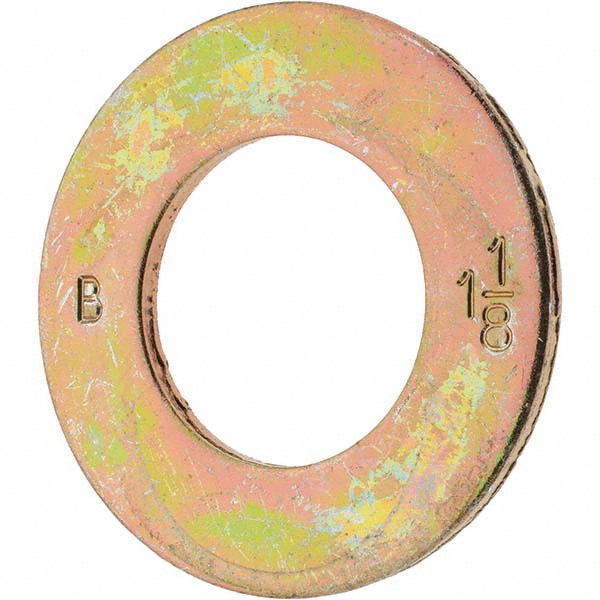 Bowmalloy 1-1/8" Screw SAE Flat Washer: Grade 9 Carbon Steel, Yellow Zinc Chromate - 1-1/4" ID, 2-1/4" OD, 9/64" Thick | 10-Pack | 10-Pack