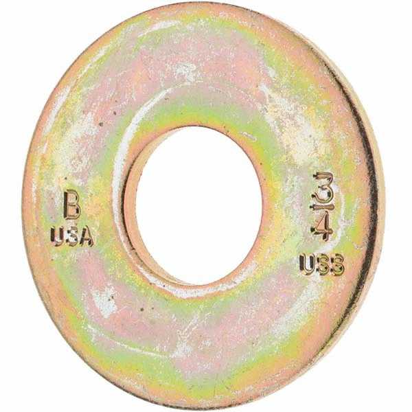 Bowmalloy 3/4" Screw USS Flat Washer: Grade 9 Carbon Steel, Yellow Zinc Chromate - 13/32" ID, 2" OD, 9/64" Thick | 50-Pack | 50-Pack | Part #500107