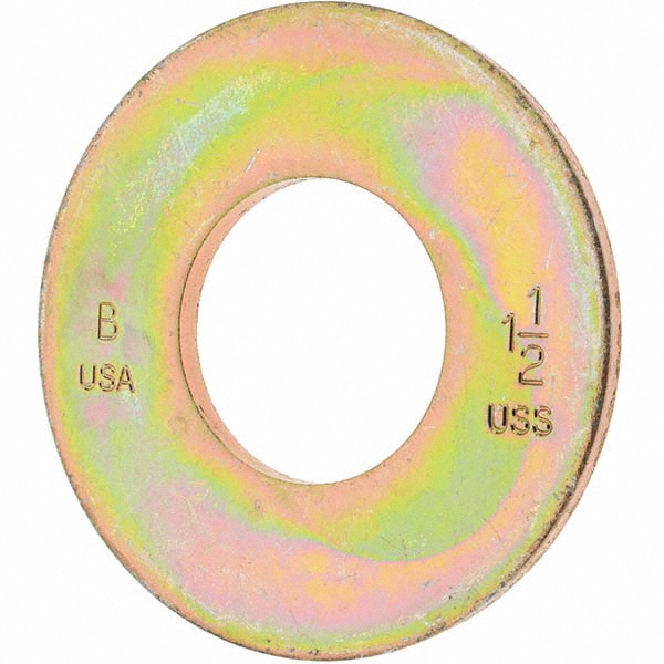 Bowmalloy 1-1/2" Screw USS Flat Washer: Grade 9 Carbon Steel, Yellow Zinc Chromate - 1-5/8" ID, 3/16" Thick | 10-Pack | 10-Pack | Part #500012