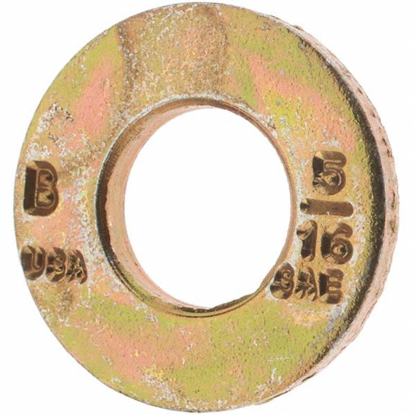 Bowmalloy 5/16" Screw SAE Flat Washer: Grade 9 Carbon Steel, Yellow Zinc Chromate - 11/32" ID, 5/64" Thick | 100-Pack | 100-Pack | Part #500014