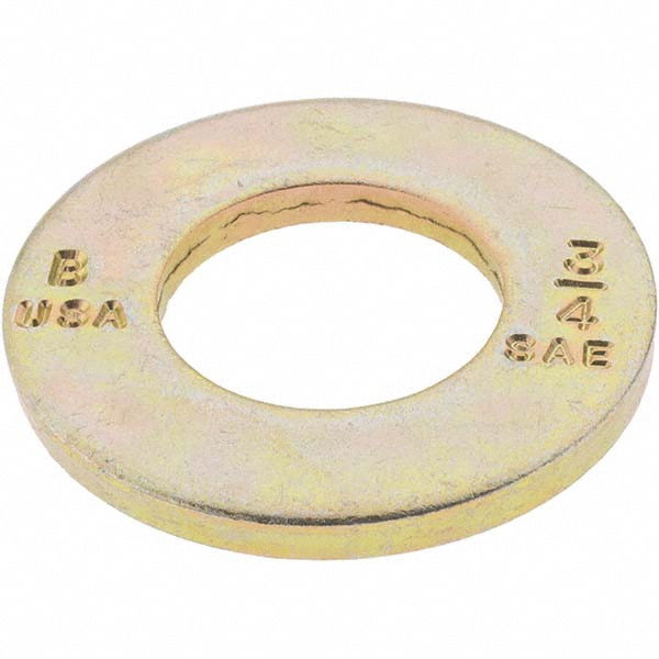 Bowmalloy 3/4" Screw SAE Flat Washer: Grade 9 Carbon Steel, Yellow Zinc Chromate - 25/32" ID, 9/64" Thick | 25-Pack | 25-Pack | Part #500020